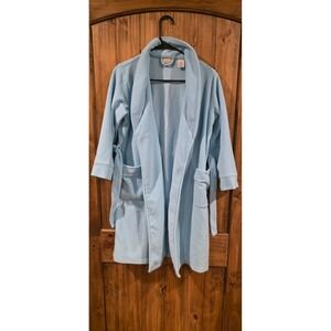 L.L. Bean Robe Kids S8 Light Blue Shawl Collar Belted Wrap Classic Loungewear